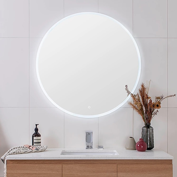 Shine round polished edge mirror with Light