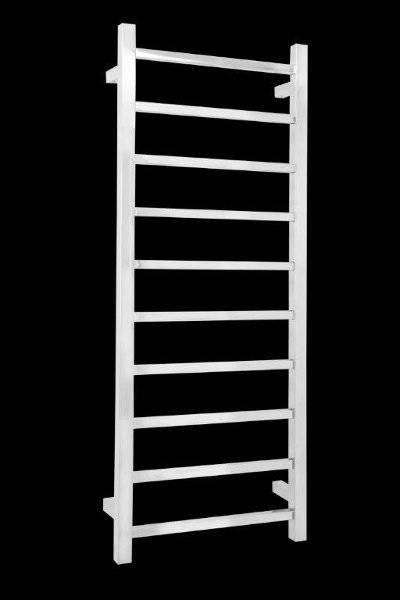 Radiant Heated Towel Rail STR430 OR BSTR430 - 10 Bar 80-watt - SQUARE in Chrome or Matt Black