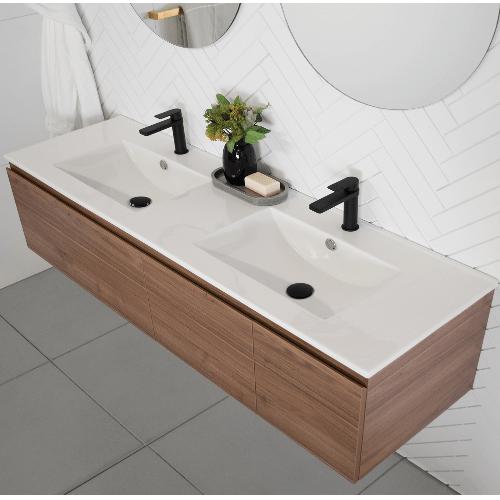 ADP: Glacier Ceramic - Twin Doors and Drawers Wall Hung Vanity