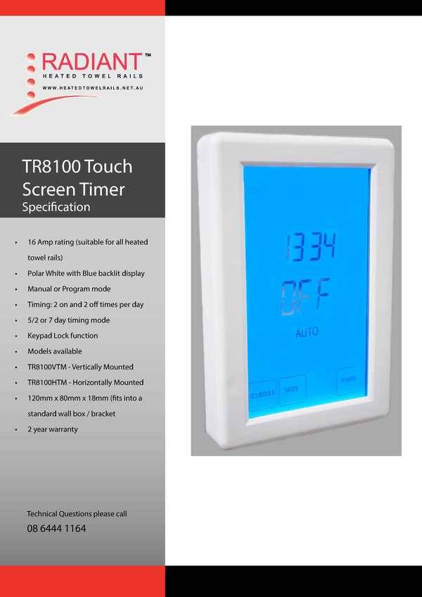 Radiant - Standard Digital Touch Screen Timer